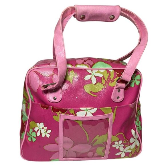 Roxy Floral Pink Bag Hawaiian Plumeria Carry On Travel Gym Tote 90s Y2K - Picture 2 of 16
